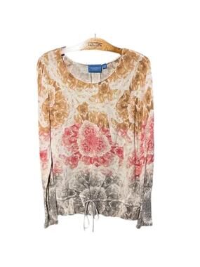 Simply Vera Wang XL Floral Ombre Long Sleeve Top with Drawstring Hem